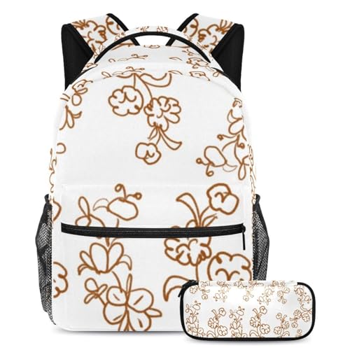 Cartable pour enfants double compartiment et grand volume 40cm à motif les pommes de pin