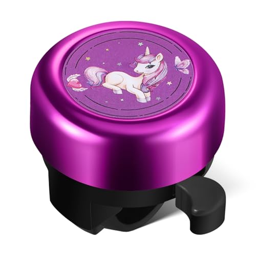 BESPORTBLE Kids Bicycle Bell with Clear Sound Cute Unicorn Pattern Bike Accessory for Scooters Tricycles and Mountain Bikes Easy Screw Installation