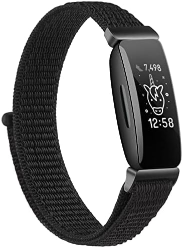 Nylon Ace 3 Bands Compatible with Fitbit Ace 3 Straps for Kids Boys Girls - Soft Skin-Friendly Breathable Ace 3 Bands for Kids Watch Band Wrist Strap Bracelet Accessories (Black)