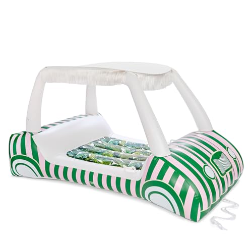 Funboy Palm Print Golf Cart Pool Float 90' Long, Two Cup Holders, Removable Fringe Shade, Float For Summer Pool Party And Entertainment