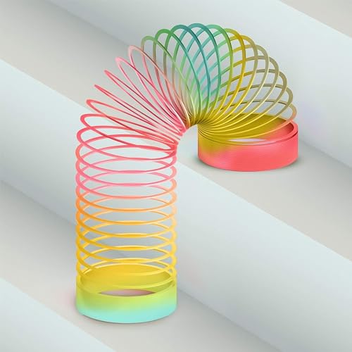 Out of the blue Riesige Regenbogen Spiralen XXL - 2er Set Treppenhüpfer Spielzeug, 10cm Durchmesser, aus Kunststoff - Perfekt für Mädchen & Jungen - Ideal als Mitgebsel für Kindergeburtstage