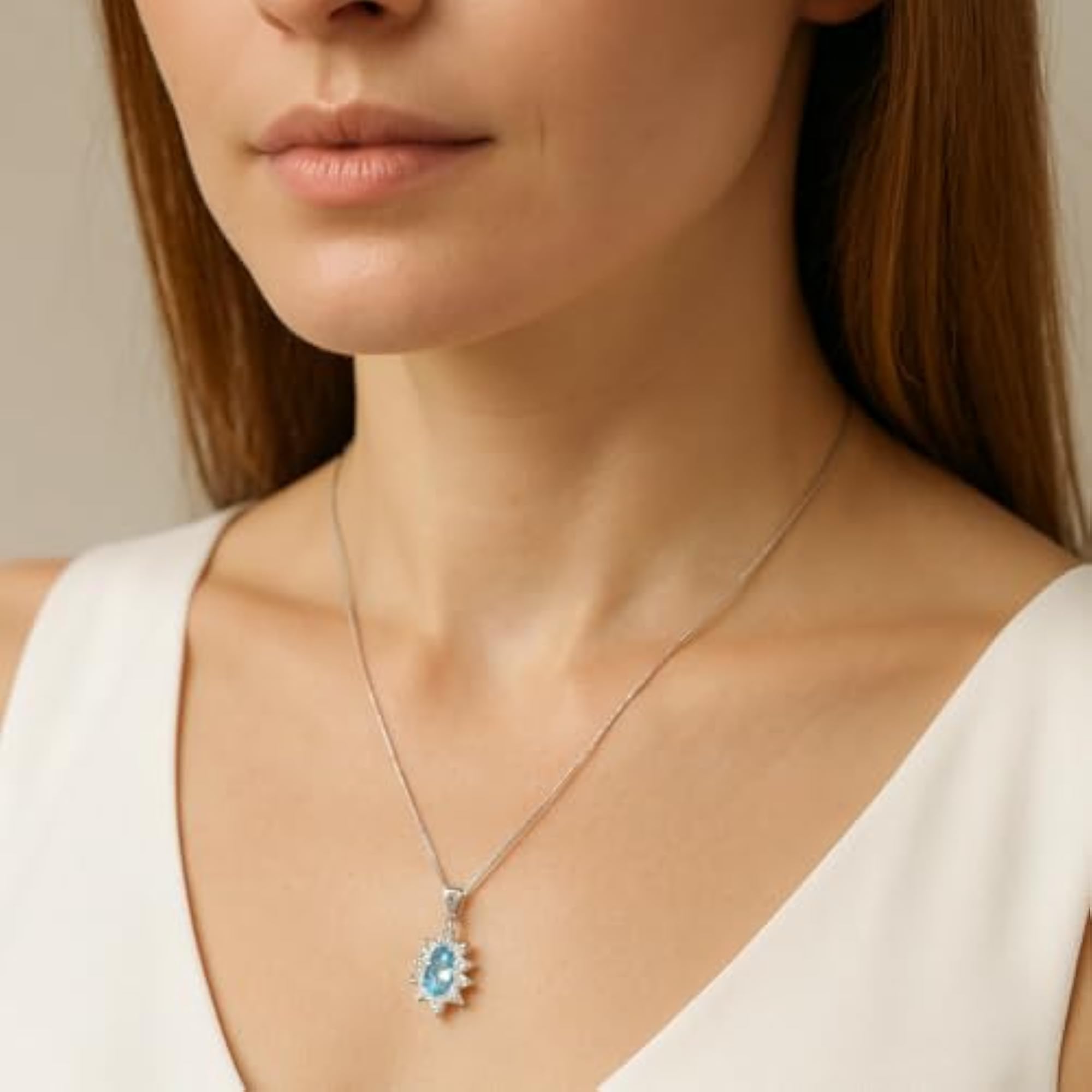 Women's 925 Sterling Silver Sky Bloom Pendant Necklace, Adjustable