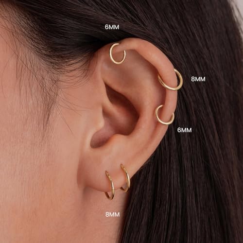 10pcs Stack Nose Rings Hoop, 316L Stainless Steel Helix Piercing Jewelry, Cartilage Earrings, Tragus Daith Rook Piercing Jewelry Septum Ring 16G4