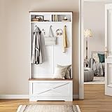 Hall Tree with Bench and Coat Rack