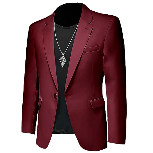 Mens Blazer,Men's One Button Suit Jacket Slim Fit Casual Wedding Dinner Party Suit Jacket for Men2