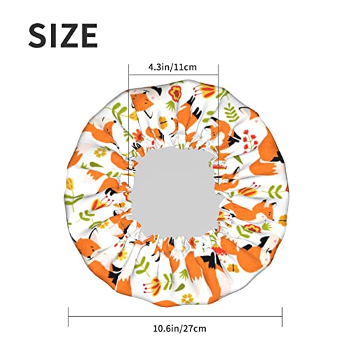Fox Shower Caps For Women Reusable Waterproof Women Shower Caps Reusable Peva Lining Hair Cap For Shower Double Protection Layers Elastic #TOP5
