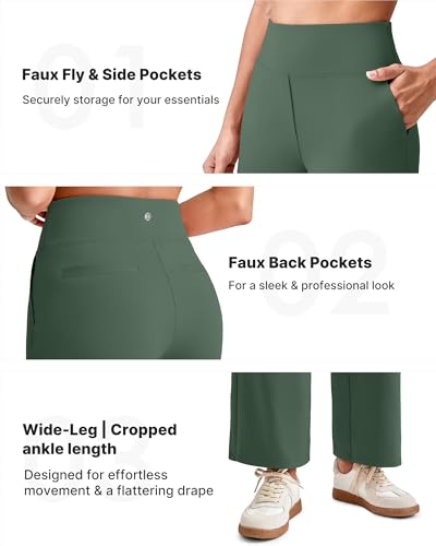Image of G4Free EverGoing Wide Leg Ankle Pants for Petite Women with Pockets Stretch