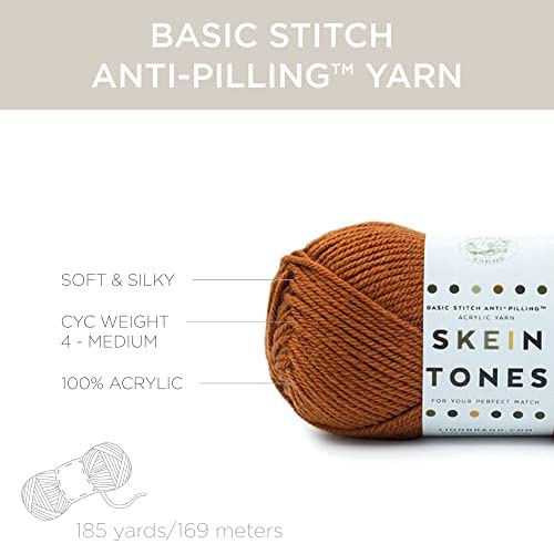 Lion Brand Yarn Basic Stitch (“Skein Tones”) Anti-Pilling Knitting Yarn, Yarn For Crocheting, 1-Pack, Peachy #TOP4