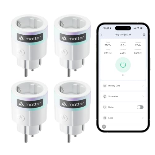 SwitchBot WLAN Steckdose, Smart Home Matter Steckdose für Home&Büro, 4 Pack
