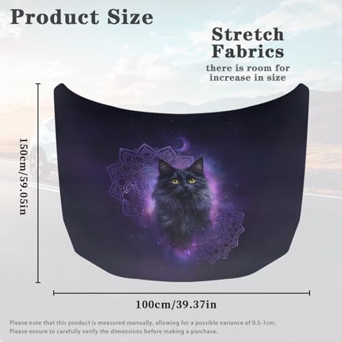 Image of Car Hood Cover Protector,Cat Print Easy to Dry Polyester Breathable Print Stylish Hood Covers for Cars,Decoration Universal Car Accessories