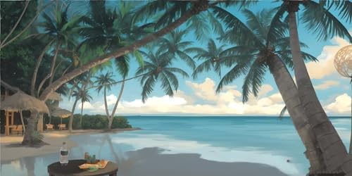 Broderie diamant grand format 150x75cm paysage mer point de croix 5D
