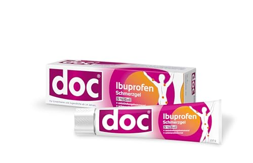 doc Ibuprofen Schmerzgel 150g, entzündungshemmend, schmerzlindernd & kühlend, schnelle Wirkung bei entzündungsbedingten Rücken- & Gelenkschmerzen - gut verträglich - rezeptfrei