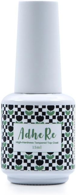 ADHERE Gel Top Coat- 15ML/0.5fl oz Top Coat Gel Nail Polish， Glossy Shine Finish and Long Lasting, Soak Off Nail Lamp Gel,for Home DIY and Nail Salon