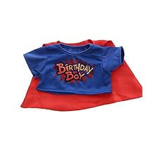 Teddy Mountain NY Birthday Girl - Boy Teddy Bear T-Shirt with Cape Teddy Bear Clothes fits Most 8" or 16" Teddy Bears incl. Build a Bear Birthday Boy 16"