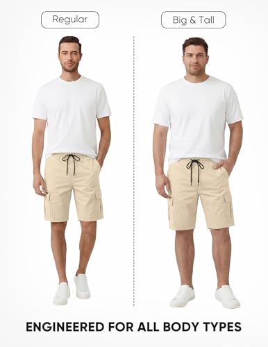Image of JMIERR Mens Casual Cotton Twill Cargo Shorts Drawstring Classic Chino Stretch Short with 6 Pockets