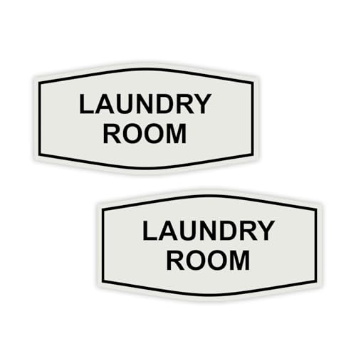 Fancy Laundry Room Sign (Light Grey/Black) - Large 2 Pack