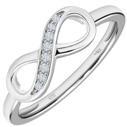 TJC Infinity Promise Ring for Women In 925 Sterling Silver Cubic Zirconia CZ Rhodium Plated for Ladies Size W