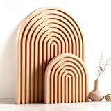 Nawwoo 2 Pcs Natural Wood Arch Decor, Boho Shelf & Serving Board for Fireplace Mantel, Kitchen Counter - Light Pine Finish, Scandinavian & Japandi Style Aesthetic Accents for Living Room, Home Office