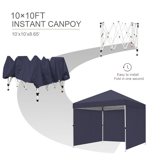 Northroad 10x10 FT Pop Up Canopy, Outdoor Popup Gazebo Shelter w/ 3 Sidewall,Wheeled Carrying Bag,4 Ropes,8 Stakes for Patio,Deck,Garden,Beach（Dark Grey） by Northroad - Image 5