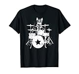 Punk Rockstar Kitten Kitty Cat Drummer Playing Drums Graphic T-Shirt