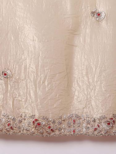 Image of SAREE MALL Women's Tissue Embroidered Saree With Unstitched Blouse Piece