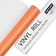 🎉【MULTI-COLOR PERMANENT VINYL】：(Matte Orange) 10Ft permanent adhesive vinyl sheets​.The self adhesive vinyl colors you can choose are including Matte Red, Matte Orange, Matte Yellow, Matte Blue, Matte Apple Green, Matte Purple, Matte Brown, Matte Pin...