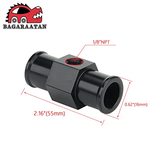 Bagaraatan Black Aluminum Water Temp Meter Temperature Gauge Joint Pipe Radiator Sensor Adaptor Attachment Hose Clamps 16Mm #TOP1