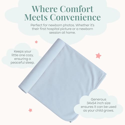 Image of Caden Lane Baby Swaddle & Receiving Blanket, Soft, Breathable & Temperature-Regulating Bamboo Viscose Fabric for Swaddling Newborns, Gender Neutral Infant Blanket for Boys & Girls, Mist Blue