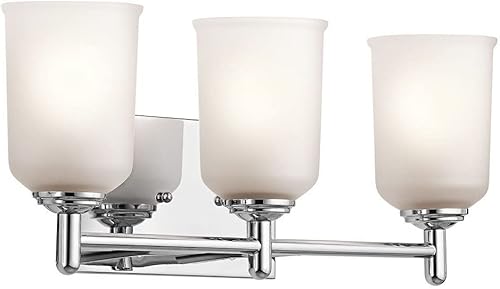 Miniatura 2 de Kichler, Shailene 45574BK - Lámpara de tocador con 3 luces de 21.25 pulgadas con vidrio grabado satinado en color negro