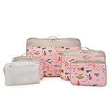 Traveler's Choice Cloverland Packing Cubes 5 Piece Set, Tropical Pink, One Size