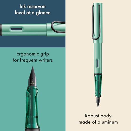 Image of LAMY AL-star mint - Fountain Pen with ergonomic grip & polished steel nib in size F - lightweight aluminum body - including LAMY T 10 blue cartridge - Right-Handed