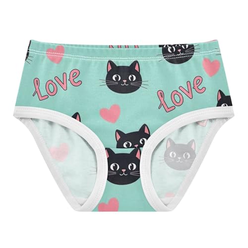 Cotton Girls Underwear Toddlers Cute Black Cats Hearts Green Girl Panties Cute Fancy Undies Kids Briefs 2t