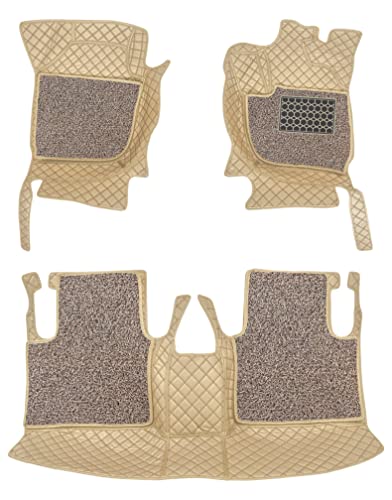 Image of Antiskid Premium 7D Car Mat Full Set for Toyota Etios 2010-16 || Luxury Leather Dual-Stitch Full Set 7D Car Floor Mat || 100% Waterproof ||Color: Beige Beige