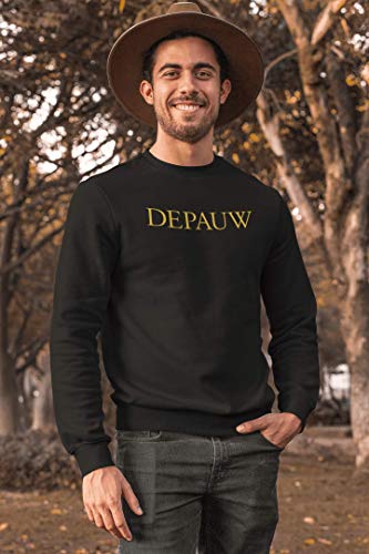 CreateMyTee | DePauw Gold Text Crewneck Sweatshirt |3