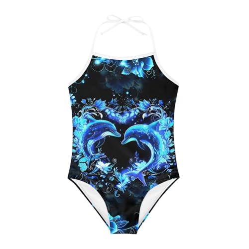 Image of Girls One Piece Swimsuit Summer Quick Dry Beach Sport Bathing Suit Halter Strap 1-10 Little Kids Toddler Swimwear