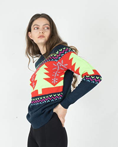 NOROZE - Maglione da Donna con Motivo Alberi di