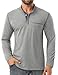 Sailwind Men's Henley Shirts Long Sleeve Button T-Shirt Casual Stylish Cotton Pullover Shirt with Pocket Light Gray
