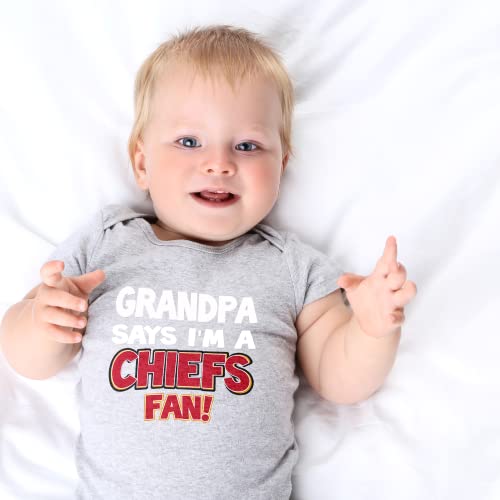 NanyCrafts Baby's My Grandpa Says I'm a Chiefs Fan Bodysuit, Baby Chiefs Fan3