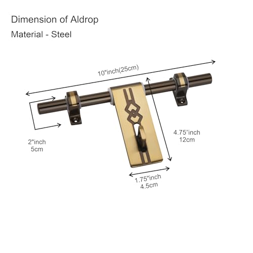 Image of COMPASS Seiko Stainless Steel Heavy Single Door Fitting Accessories Full Set /Kit (1 Aldrop, 1 Latch, 2 Handles, 1 Tower Bolt and 1 Door Stopper | 10 inch | Vintage Finish