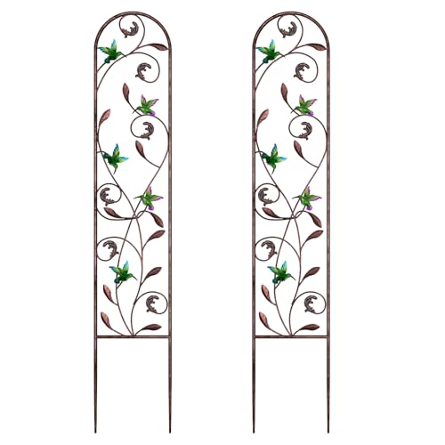 aboxoo Set of 2 Packs Hummingbird Metal Garden Trellis for Climbing Plants,Outdoor Decorative Flowers Arch Fence Trellis for Outdoor Patio,Garden,Lawn,Yard,Backyard,Wall Brackets,60'' H x 11'' W