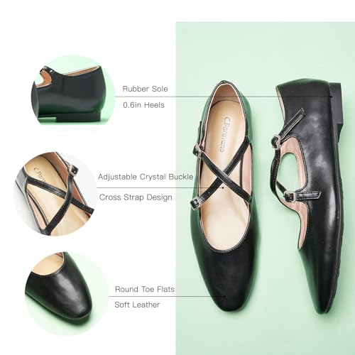 C. Paravano Women's Mary Jane Ballet Flats - Adjustable Buckle Strap,Soft Leather Almond Toe Flats for Work,Casual, Daily Wear, Wedding, Church, Office, and Travel and Driving-Stylish Women's Shoes3