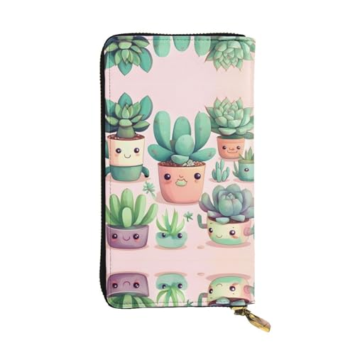 Cartera de cuero de plantas suculentas bolso de mano estampado de 7.5 x 4.1 pulgadas
