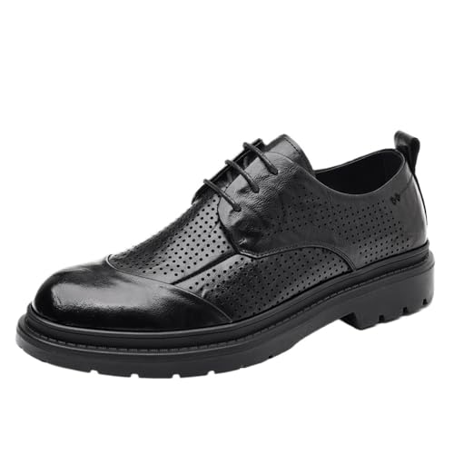 Men's Genuine Top Grain Leather Derby Dress Shoes Business Formal Height Increasing Wedding Oxfords Comfortable Breathable