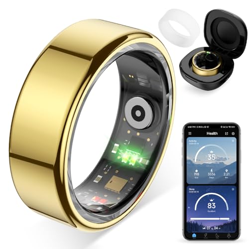 Image of Smart Ring for Women, Health Tracker & 5ATM, COLMI R02. (Gold, 7#) | No Subscription Fee & Skin Temperature, Heart Rate, Blood Oxygen, Sleep Health Monitoring, Sports Tracking, Menstrual Cycle.
