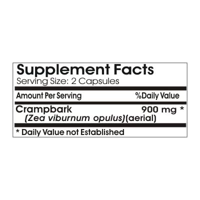 Crampbark Cramp Bark 900mg // 90 Capsules // Pure
