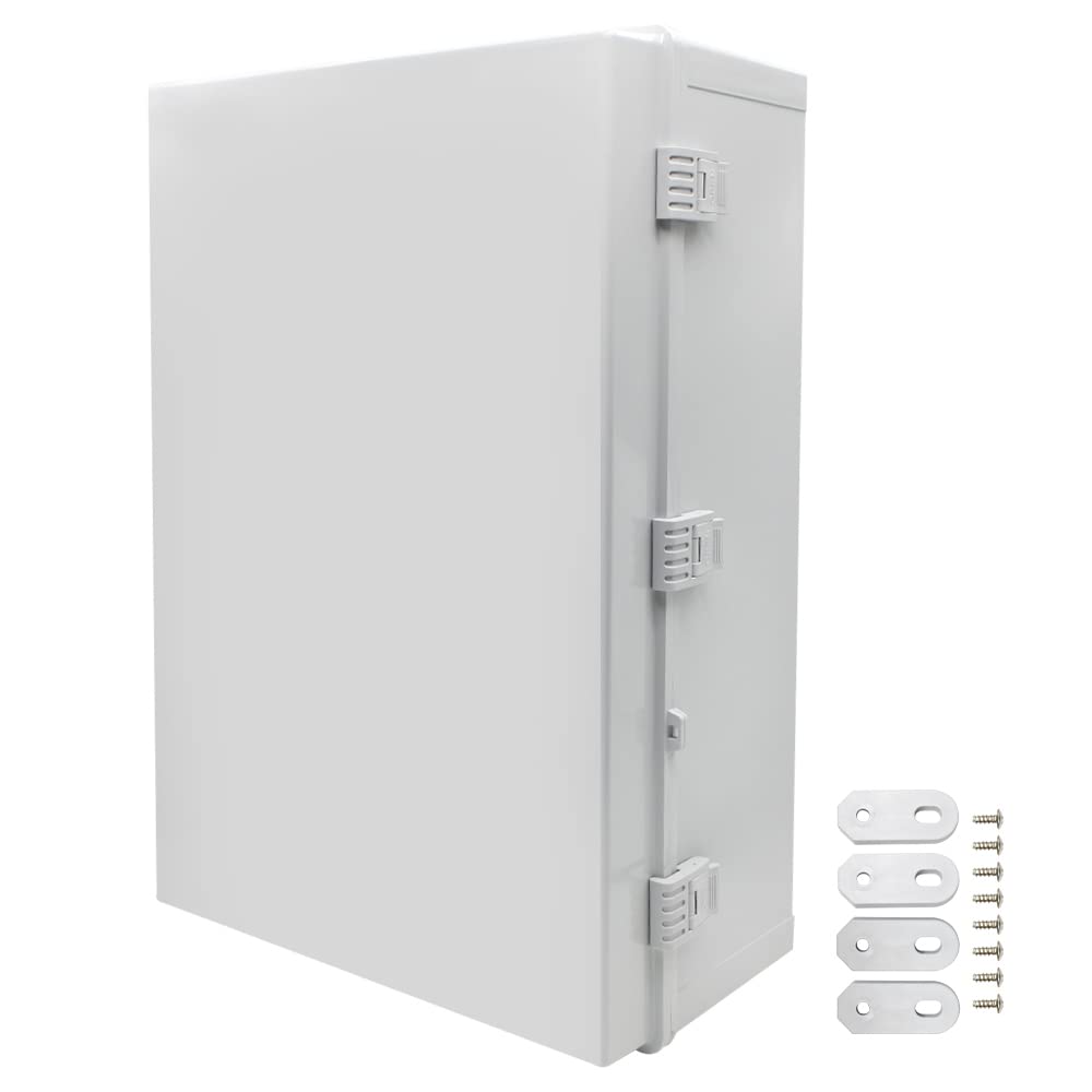 Large Electrical Junction Boxes Hinged Outdoor ABS Plastic Buckle Deep Wall Mount,Dustproof Waterproof IP67 Universal Durable Electrical Big Enclosure with Lock (23.62"x15.75"x8.66") 23.62x15.75x8.66inch(600x400x220mm) PVC