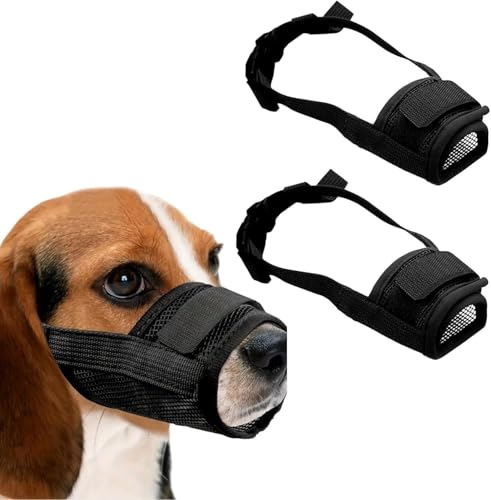Fysaran Maulkorb für Hunde, Gitterdesign Verstellbare Maulkorb mit Klettverschluss Sicher Atmungsaktives Bellen und Kauen Netzmaulkorb für Kleine Große und Hunde (M: 14-20 cm)
