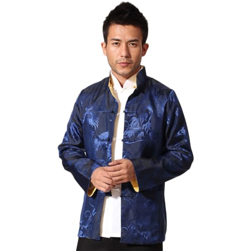 Two-Sided Chinese Men's Jacket - Traditional Martial Arts Kung Fu Dragon Pattern Uniform Long Sleeve Clothing for Men3