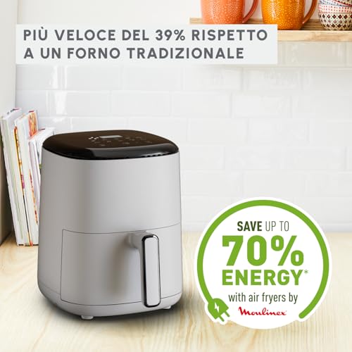 Moulinex Easy Fry Compact Friggitrice Ad Aria, 3 Litri, Senza Olio, 1300 W, Capacità 1-4 Persone, 10 Programmi Di Cottura, Touchscreen, Cestello Lavabile in Lavastoviglie, EZ145A - Immagine 3