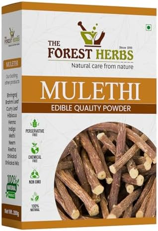 The Forest Herbs Natural care From Nature Mulethi Powder for Face Pigmentation | Edible Licorice | Fine Ground Licorice Powder for Face | Hair Care & Daily Consumption | 200g